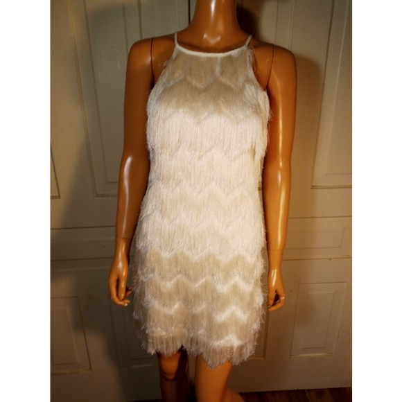 Topshop Dresses & Skirts - Topshop fringed high neck chevron dress halter mini party cocktail NYE flapper